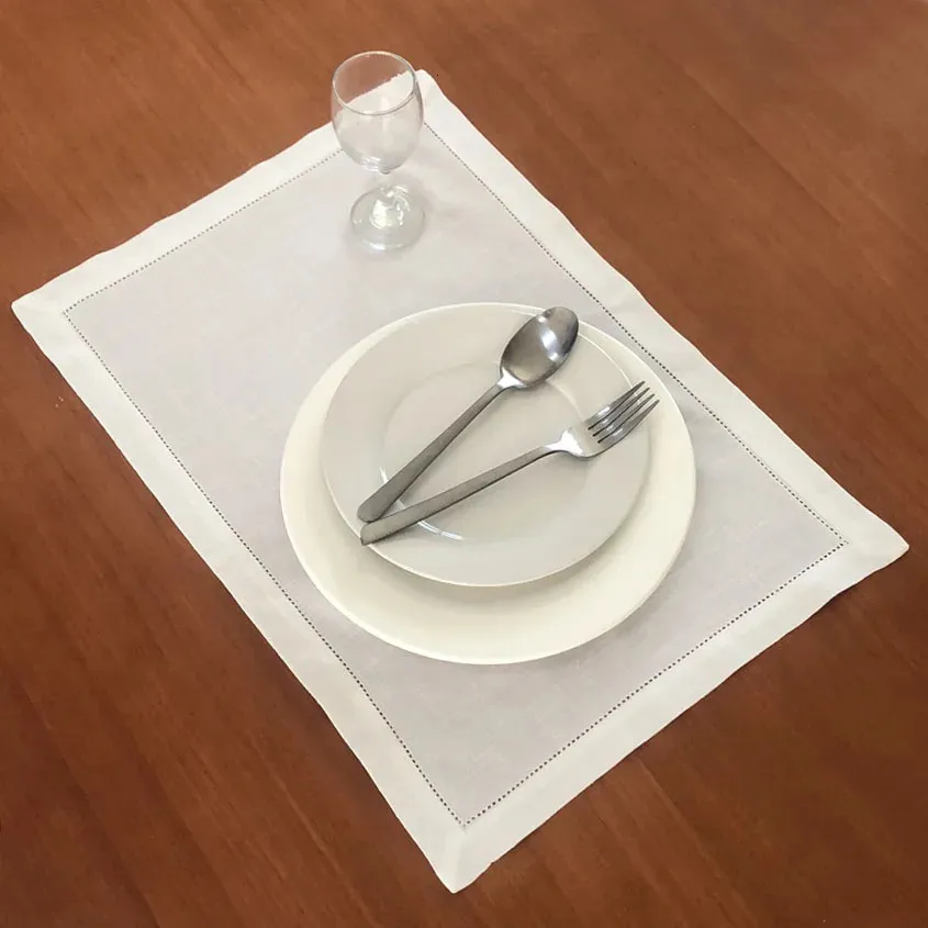 Masa peçete 12pcs pamuk keten peçeteler placemats yemek bezi çok boy beyaz el restoran 40x40 35x50 231020