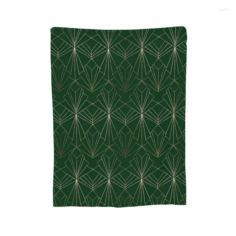 Cobertores Art Deco em esmeralda verde cobertor macio quente flanela lance colcha para cama sala de estar piquenique viagem casa sofá