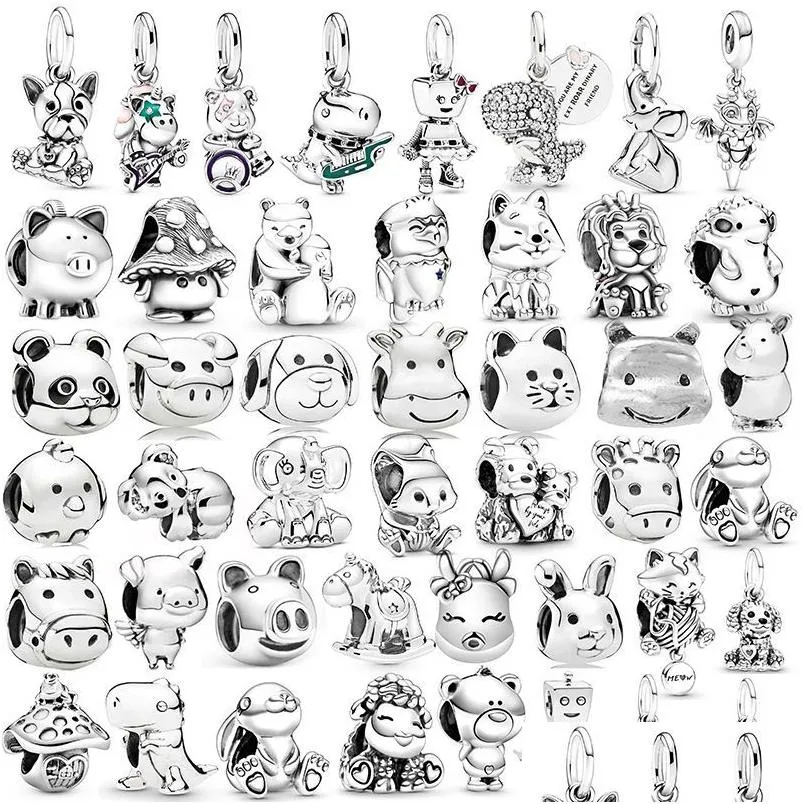 Charms Sier Plated Charm Bead Elephant Alloy Animal Series Koala Beads Fit Pan Bracelet Accessories Original For Jewelry Making Drop Dhlgc