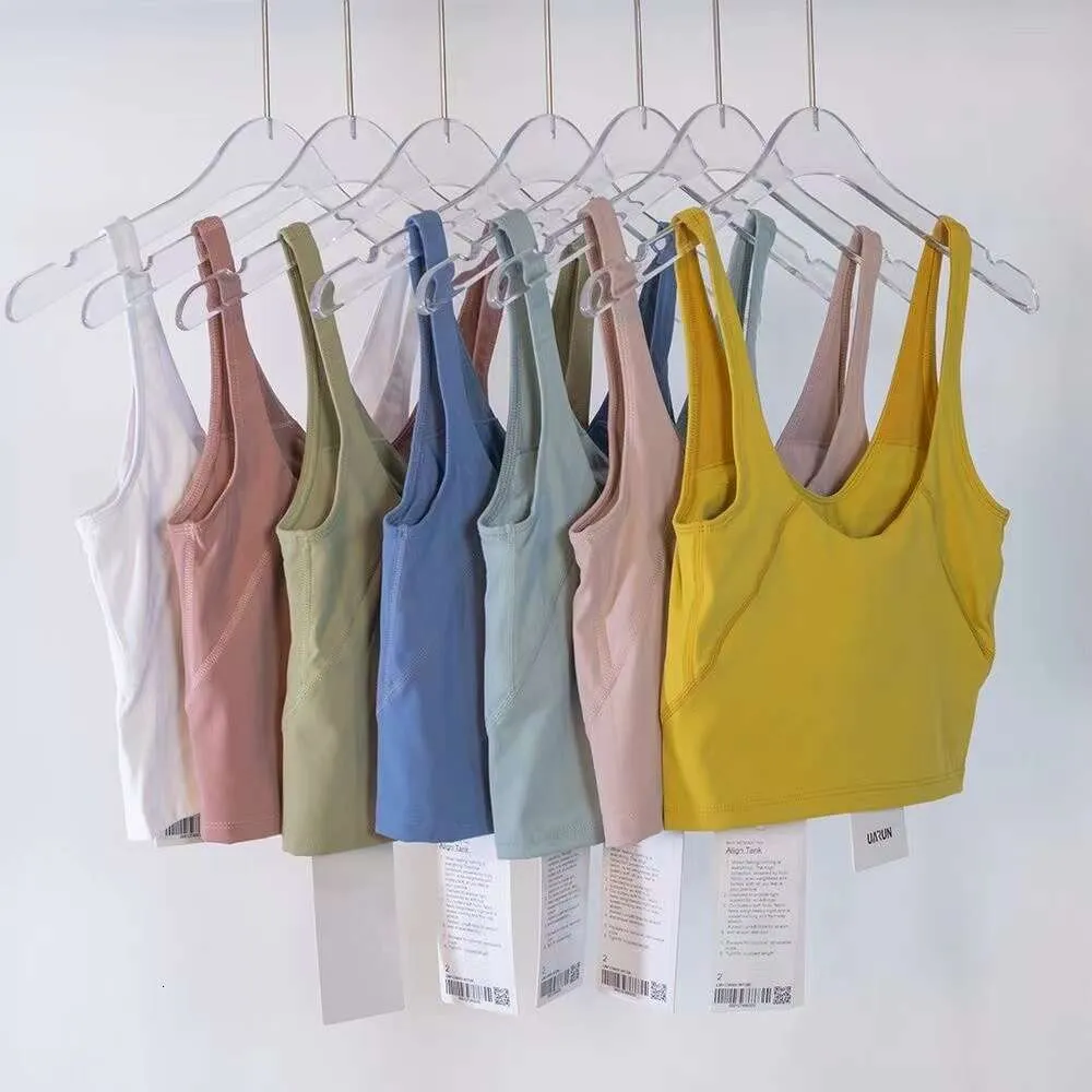 Lu Lu Align Lemons Gilet da Yoga Estivo a Forma di U Senza Anello in Acciaio Reggiseno Sportivo Integrato per Il Petto per Le Donne Palestra Senza Maniche Fitness Moda Canotte Reggiseni