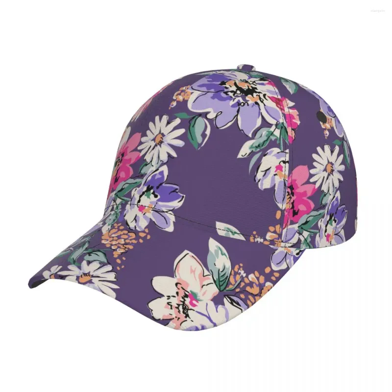 Berretto da baseball Skuilles Berretto unisex regolabile per baseball adulto Fiore acquerello su cappello hip-hop viola