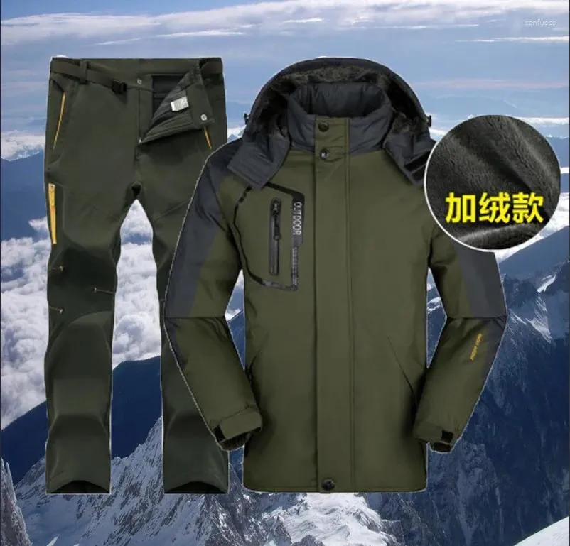 Giacche da esterno Abbigliamento da alpinismo invernale Giacca da escursionismo Uomo Pantaloni softshell Fodera in pile Cappotto antivento Tuta da sci impermeabile Giacca a vento