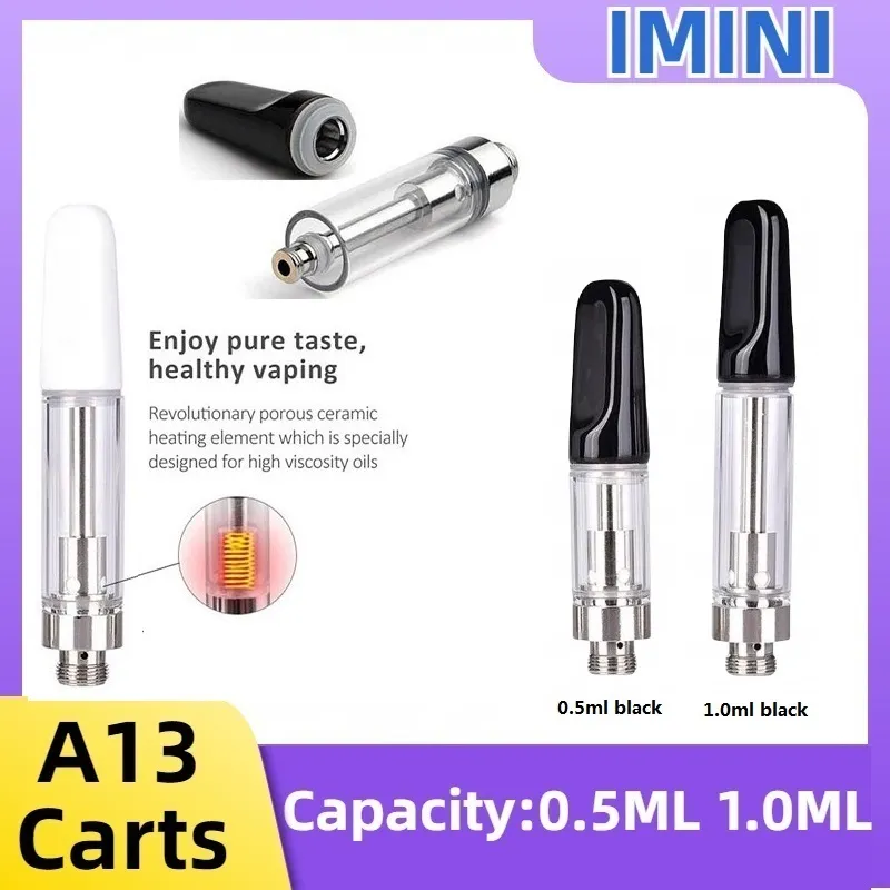 A13 Vape Carts Bulbo Pyrex Cartucho descartável de vidro gordo 0,5 ml 1,0 ml Atomizador de óleo de vape 10,5 mm de diâmetro 510 Frea Frea Cartuchipa de bocal de bocal de cerâmica