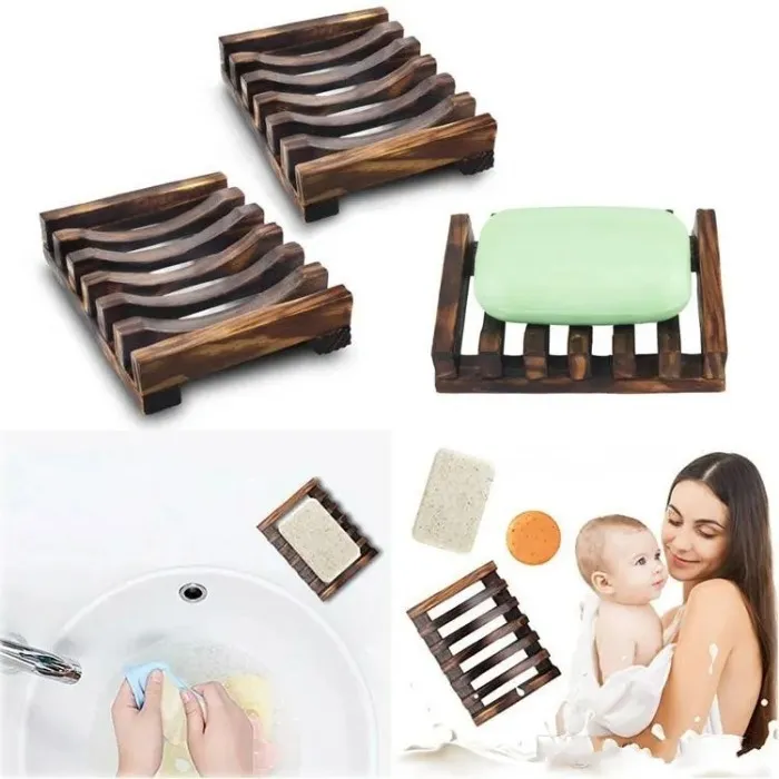 Natural Wooden Bamboo Soap Dish Tray Holder Storage Soap Rack Plate Box Container for Bath Shower Plate Bathroom FY4366 GG02L