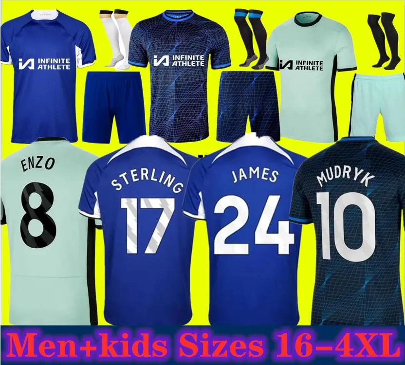 3XL 4XL CFC ENZO 23 24 Camisas de futebol Kit MUDRYK 2023 2024 CAICEDO Camisa de futebol STERLING NKUNKU FOFANA Homens Kits infantis uniformes COLEÇÃO