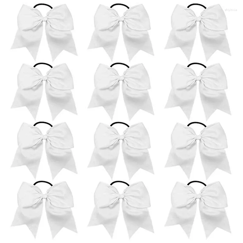 Envoltório de presentes 12pcs 6 "grandes arcos de alegria sólido elástico artesanal hairbow para escola faculdade cheerleading meninas adolescentes headwear acessórios de cabelo