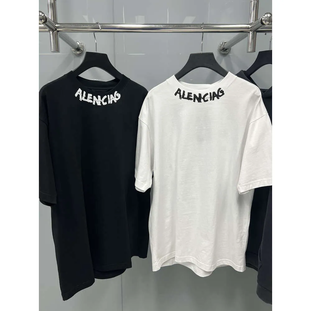 Balencaigai Designer-T-Shirt, Originalqualität, Ausschnitt, Faden, Buchstaben-Stickerei, klassisch, bequem, lockere Passform, für Herren und Damen, trendige Schulterpartie, kurze Ärmel