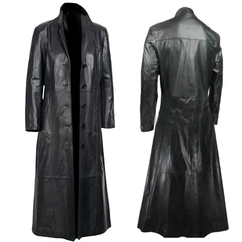 Skórzany skórzany płaszcz ze skóry męskiej Mężczyzn Mężczyźnia Kurtka wiosna jesienna zima szczupła koreańska streetwear Gothic Moto Biker Punk Ovear Abrigos Mjer Invierno 231020