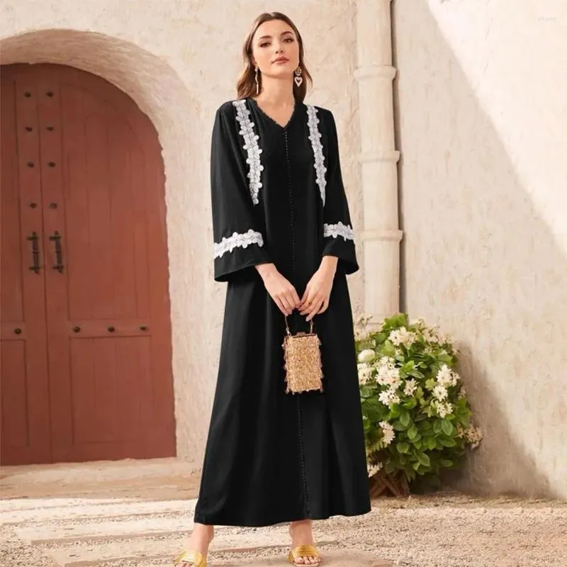 Etnische kleding kant Eid Mubarak Abaya elegante vrouwen moslim lange maxi jurk Turkije Kaftan islamitische gewaad partij Marokko Jalabiya kaftan jurk