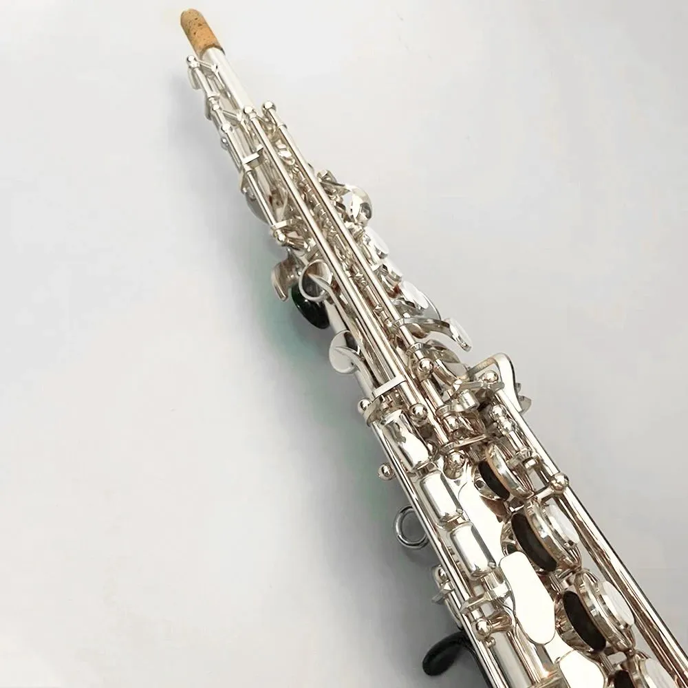 Saxofón soprano profesional plateado 82 B plano manual instrumento tallado uno a uno saxo soprano de alta calidad