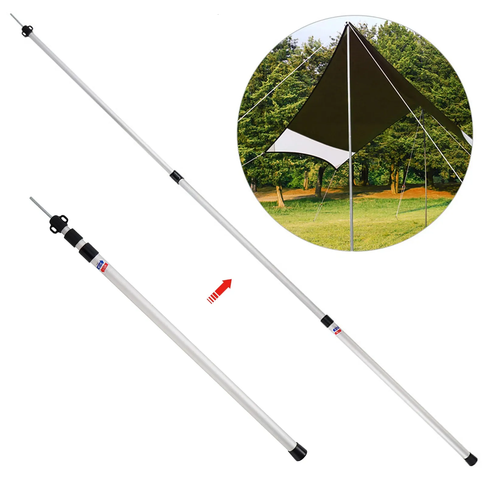 Outdoor Gadgets Thicken Aluminum Alloy Tent Pole Adjustable Tent Support Rods Tent Stick Beach Awning Replacement Poles Camping Tent Accessories 231021