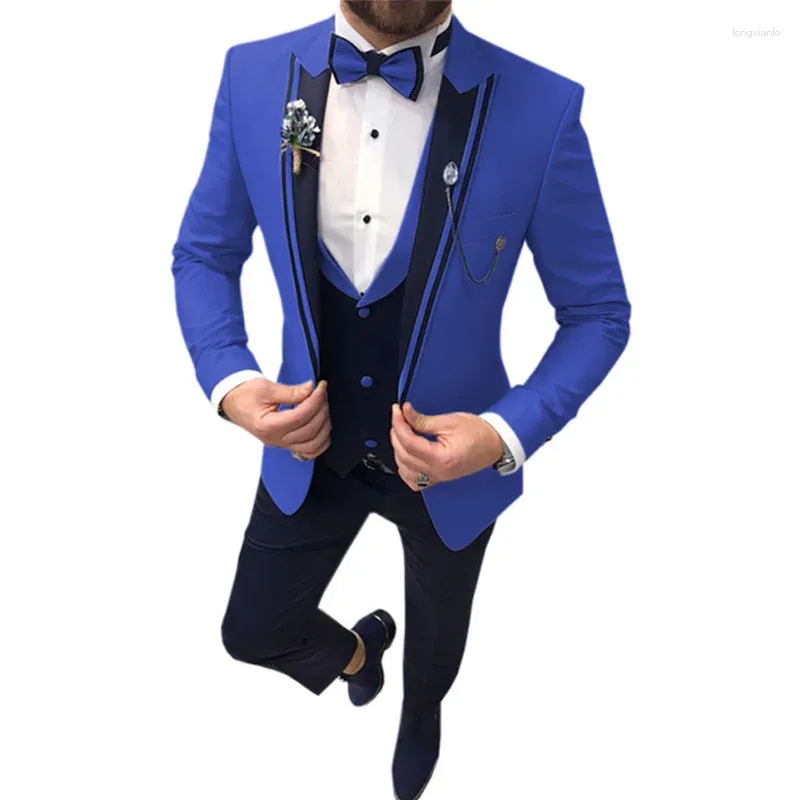 Męskie garnitury Blazers spodnie kamizelki 3 sztuki Zestawy / 2023 Moda swobodny butikowy garnitur biznesowy kurtka ślubna płaszcz spodni kamizelki