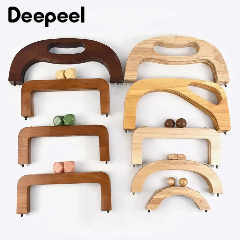 Accesorios para piezas de bolsos 1 pieza Deepeel 14-28 cm Asa de bolsa de madera Cierre de bolsos Cierre de beso Marcos de monedero Hebillas de bloqueo Manijas Soportes de costura DIY Accesorios 231020