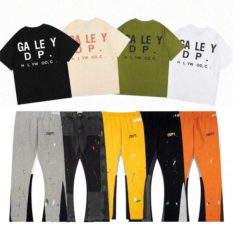 Men T Shirts Designer Tshirt Letter Print Tops Short Sleeve Shirts Gallerrys Pants Depts Womens Sweatpants Speckled Couple Loose Versatile Straight Casual Pant