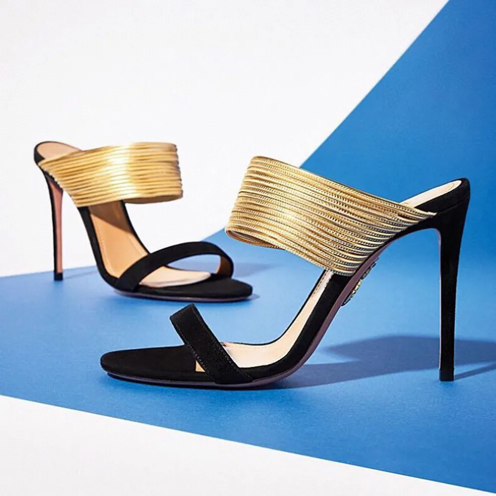 AQUAZZURA Stiletto Heel Slippers Slip on Round Toe Peep Toe Sandal High-heeled Designers Slipper for Women Dinner, High Heels Factory Dress Shoes designer heels