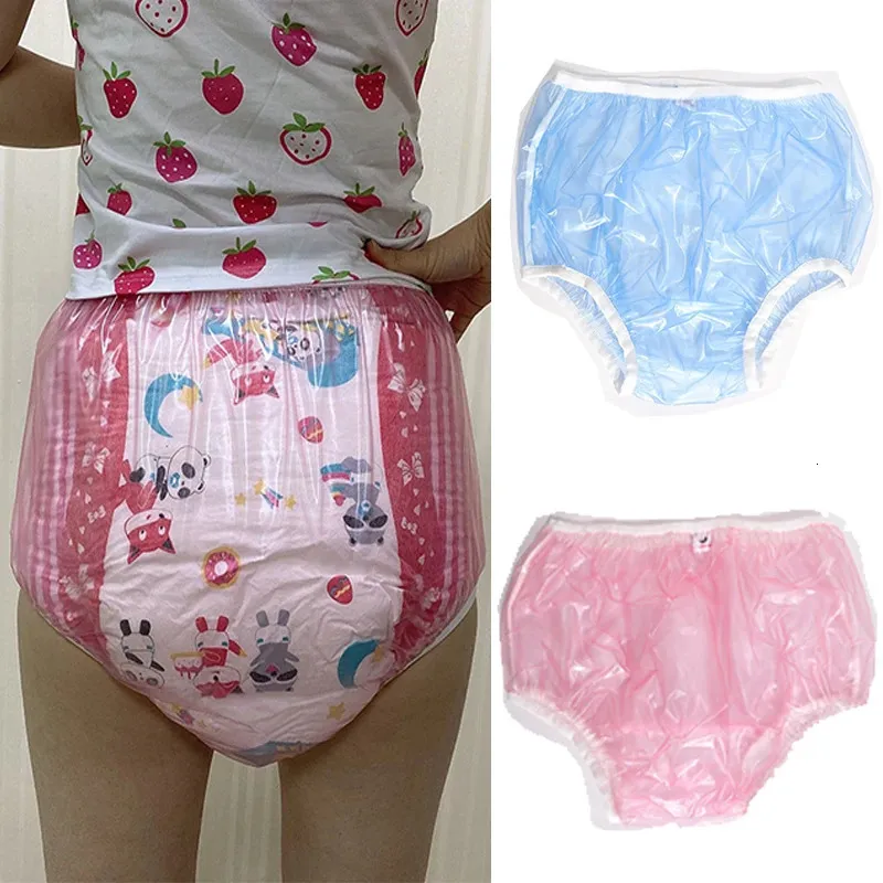 Volwassen luiers luiers 2PCS abdl volwassen baby luiers pvc roze en blauw herbruikbare slipje Baby dodot luier ddlg panty kleine ruimte luiers slipje 5 XL 231020