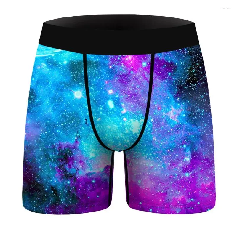 Mutande da uomo Divertenti Boxer Slip Spazio Harajuku Galaxy Pantaloncini novità stampati in 3D Biancheria intima umoristica Maschile Mutandine comode