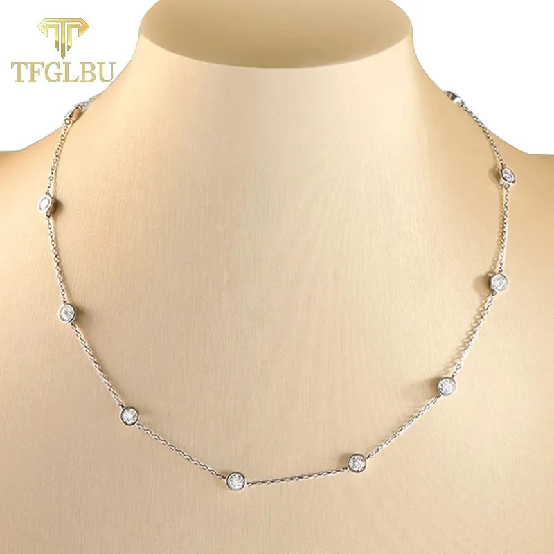 Pendanthalsband TFGLBU 3/4/5mm Real D Color Necklace For Women Trendy Simple Bubble Pentant Birthday Present 925 Sterling Silver Jewelry 231020