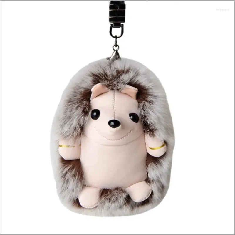 Porte-clés en peluche hérisson, pendentif, voiture animale, véritable fourrure de Rex, cadeaux pour femmes, jouets pour filles