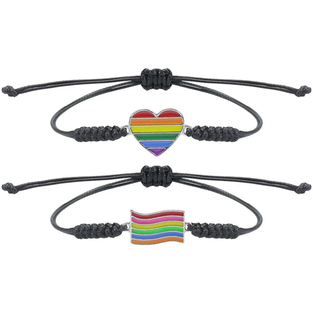 Bracelet Lgbt Gay Même Sexe Six Couleurs Arc-En-Ciel Bracelets Tissés À La Main Les Bracelet D'amitié Mâle Et Femelle Tressé Couple Bracelets Et Bracelet Ensemble Bijoux En Gros