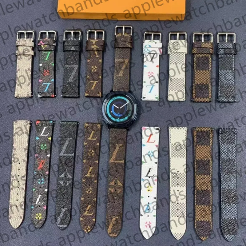 20mm 22mm 디자이너 삼성 시계 밴드 시계 Samsung Galaxy Watch 5 4 밴드 40mm 44mm 42mm 46mm 고급 가죽 오리지널 모노그램 팔찌 스마트 스트랩