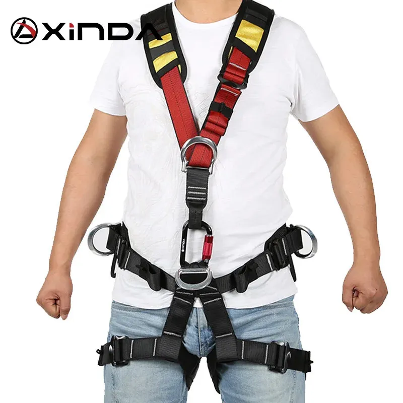 تسلق تسخير Xinda عالي الارتفاع السلامة تسخير في الهواء الطلق من خمس نقاط حزام الأمان كامل الجسم معدات تسلق المنحدرات 231021