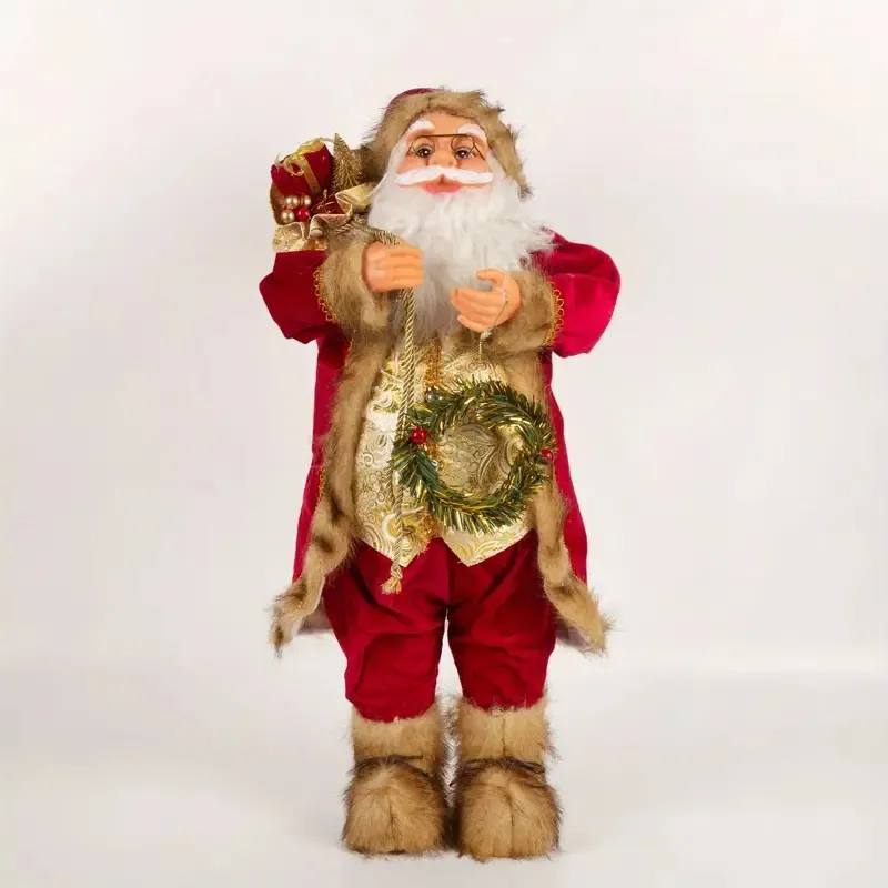 1 pezzo di bambola di Babbo Natale, decorazione per zaino rosso con lucchetto dorato, decorazione artigianale di Babbo Natale, regali di Natale, decorazioni per finestre per interni di Natale, 30 cm/11,8 pollici