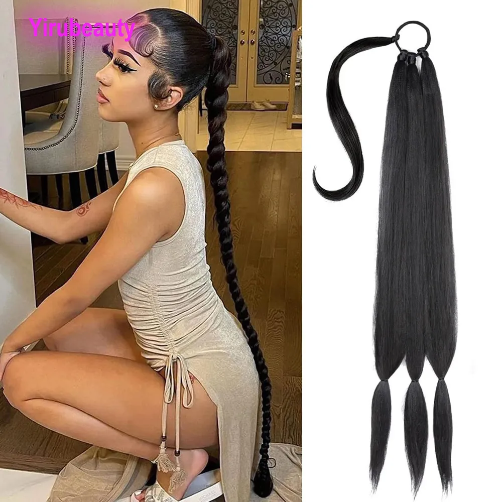 Synthetische Afrika Vuile Vlecht Hoge Temparatuur Vezel Paardenstaart Hair Extensions 34 inch 1B #24 #6A # Kleur