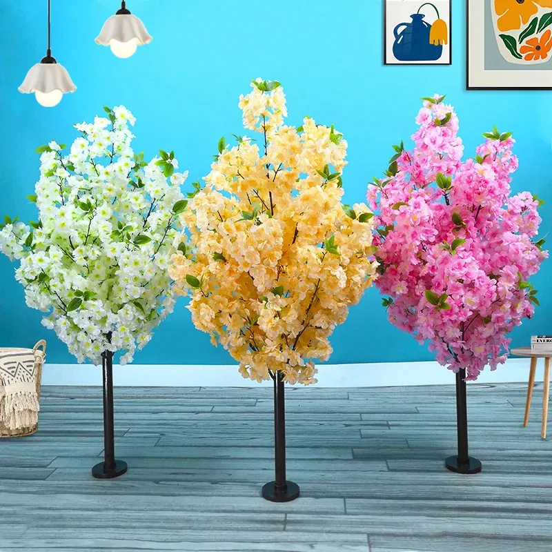 Dekoracyjne kwiaty wieńce sztuczne wiśniowe drzewo symulowane rośliny fałszywe drzewo pokój el impreza