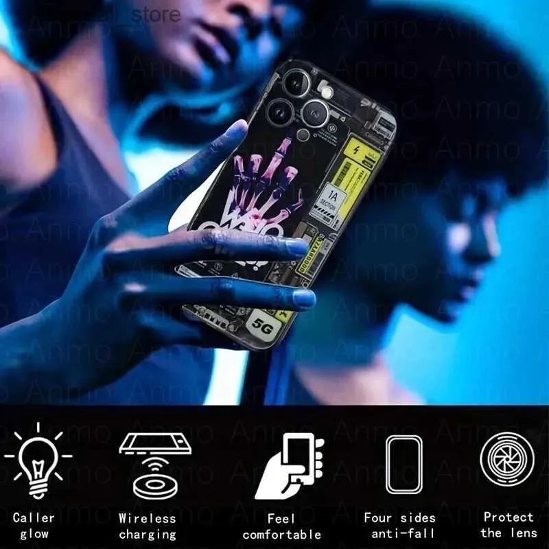 Hücre Kılıfları İPhone 12 13 14 Pro Max 11 x Xr XS 7 8 artı SE Renkli Glow Tampon Şok geçirmez Koruyucu Kabuk Q231021