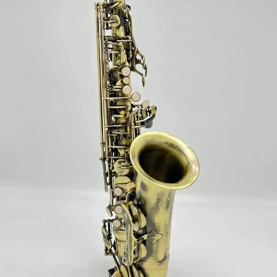 Europejski retro profesjonalny saksofon saksofonowy Smoksofon z głębokim grawerowanym klawisze z złotem e-melodia altowa instrument Sax