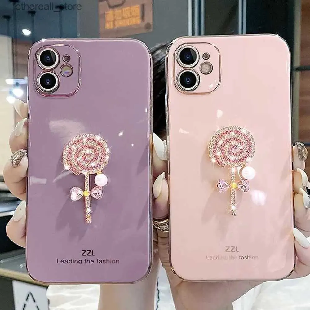 Obudowy telefonu komórkowego w stylu japońskim rhinestone Lollipop Okładka ochronna dla iPhone'a 12Promax 11max X XS XR silikonowy telefon komórkowy obudowa telefon