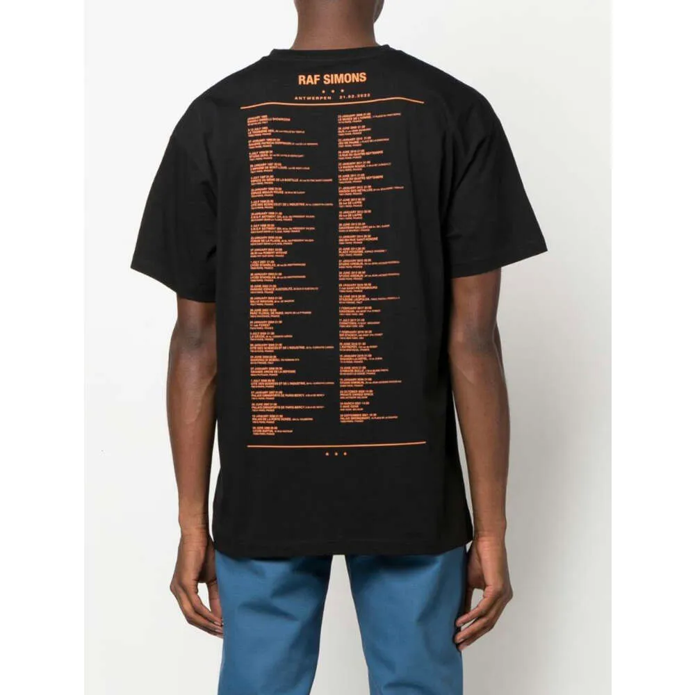 Męskie koszulki Raf Simons 23fw List Slogan Print Frut Inteved Summer Pure Cotton Trójwymiarowa T-shirt na okrągłym szyi dla mężczyzn i kobiet