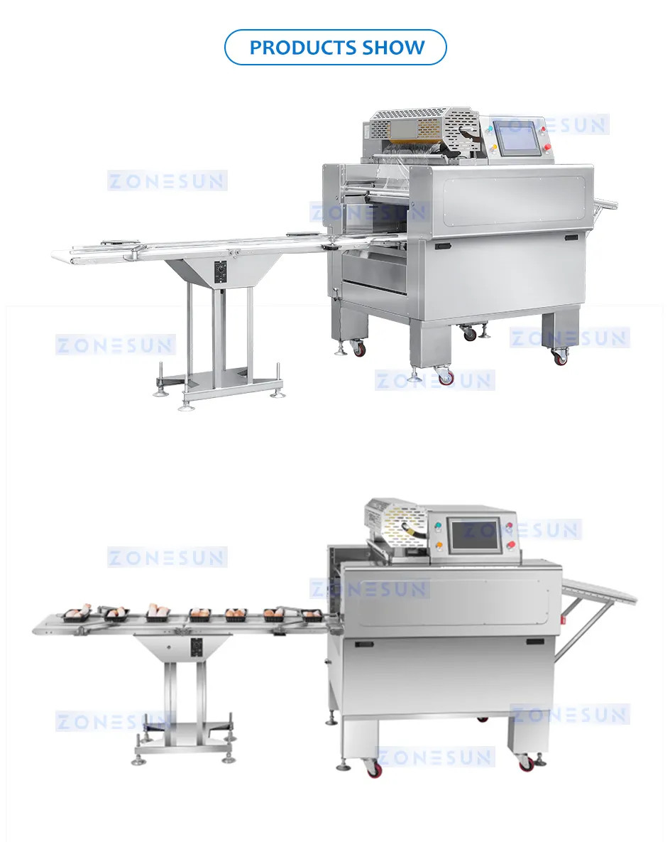ZONESUN Automatic Cling Film Wrapping Machine Food Tray Wrapper For ...