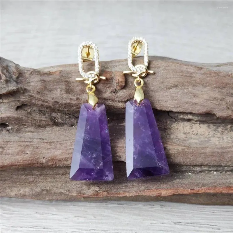 Boucles d'oreilles pendantes FUWO vente en gros de superbes améthystes avec zircon cubique scintillant ajoutez une touche d'élégance à votre tenue 5 paires/lot ER468