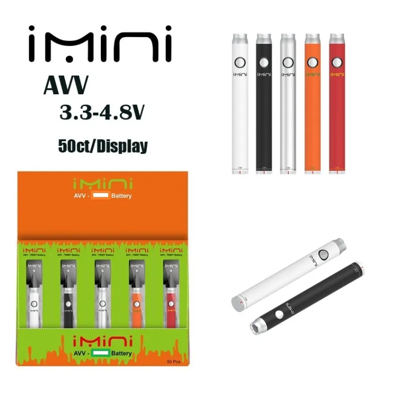 Original Newest Imini Wholesale E-Cigarette AVV Battery Vape Pen 380mah Bottom USB Charge 510 Thread Adjust Voltage Preheating Vaporizer Pen Battery Factory Supply