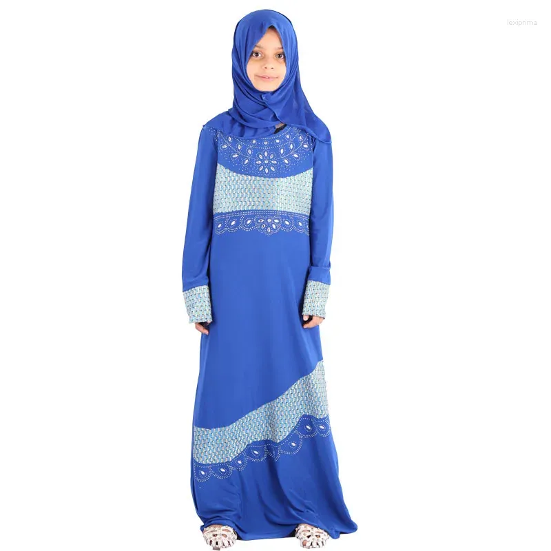 Ethnische Kleidung Diamantbesetzter gestrickter langer Rock aus dem Nahen Osten islamisch mit einem Kopftuch Arabisches türkisches Singapur-Mädchen-Muslimkleid