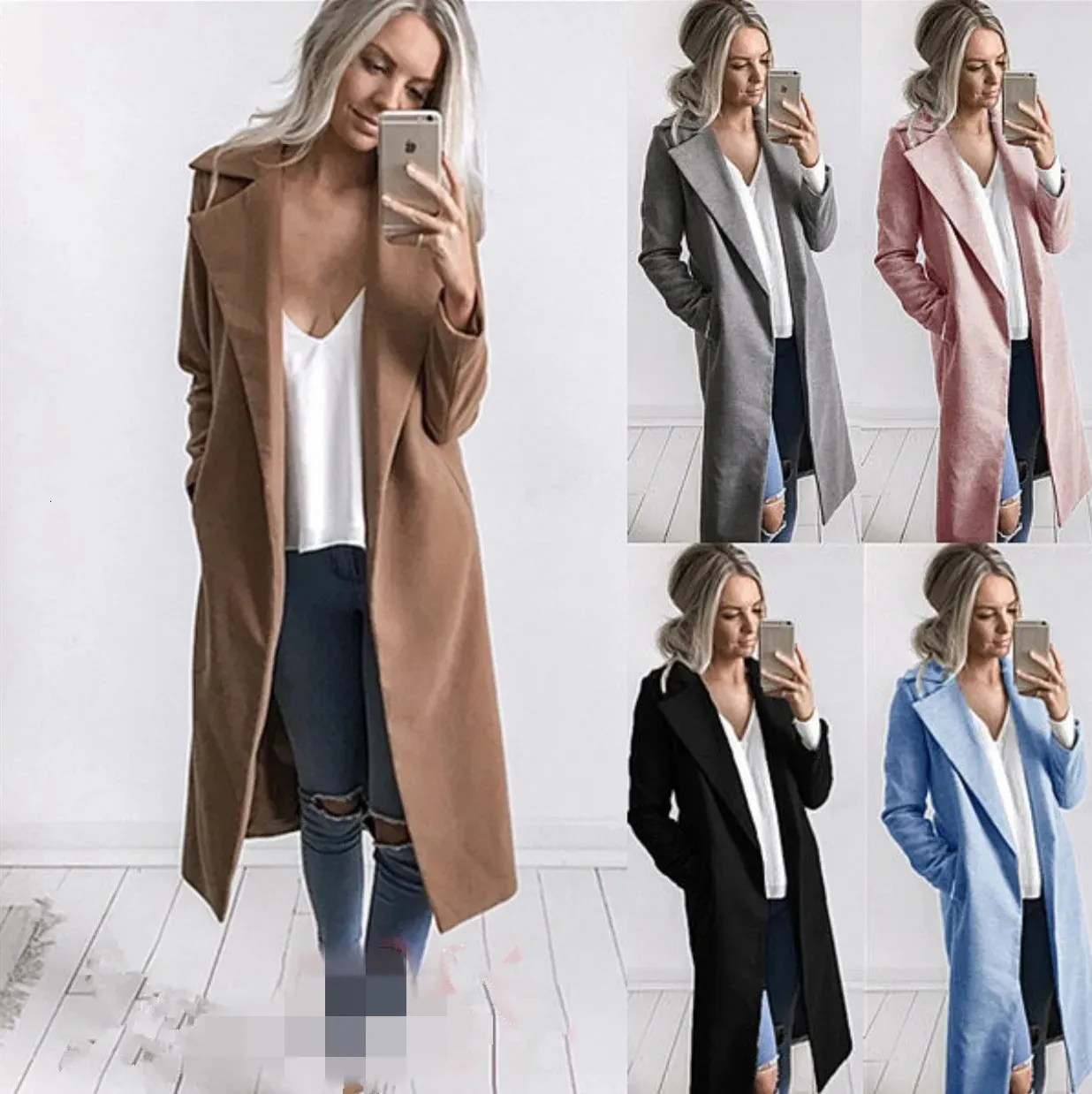 Manteau en laine mi-long pour femmes, mélanges de laine, 2023, 231020