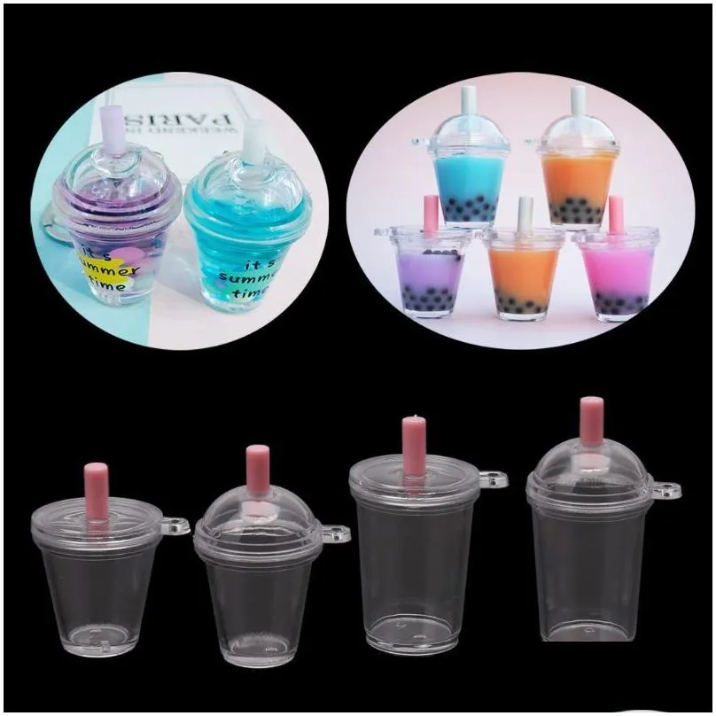 Diğer Mücevher Bileşenleri 10 PCS Mini Frappuccino Kahve Bebek Evi Minyatür Simation Plastik Kek Krem Kupaları Anahtarlık Yapma Jewelr Dhowi