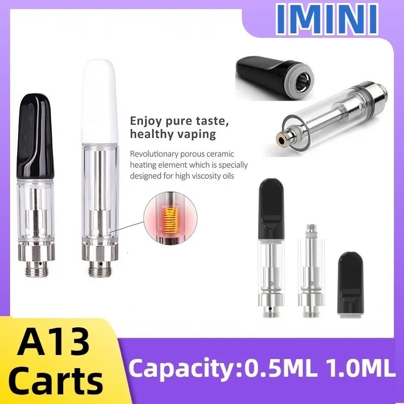 A13 Vape Carts Bulb Pyrex Fat Glass Disposable Cartridge 0.5ml 1.0ml Vape Oil Atomizer 10.5mm Diameter 510 Thread Thick Oil Cartridge 510Thread Tank Factory Supply