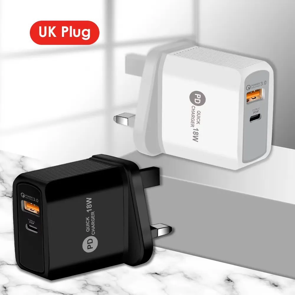 Chargeur USB type-c 18W QC 3.0, charge rapide, adaptateur mural pour téléphone portable, iPhone 15, Xiaomi 13, Samsung