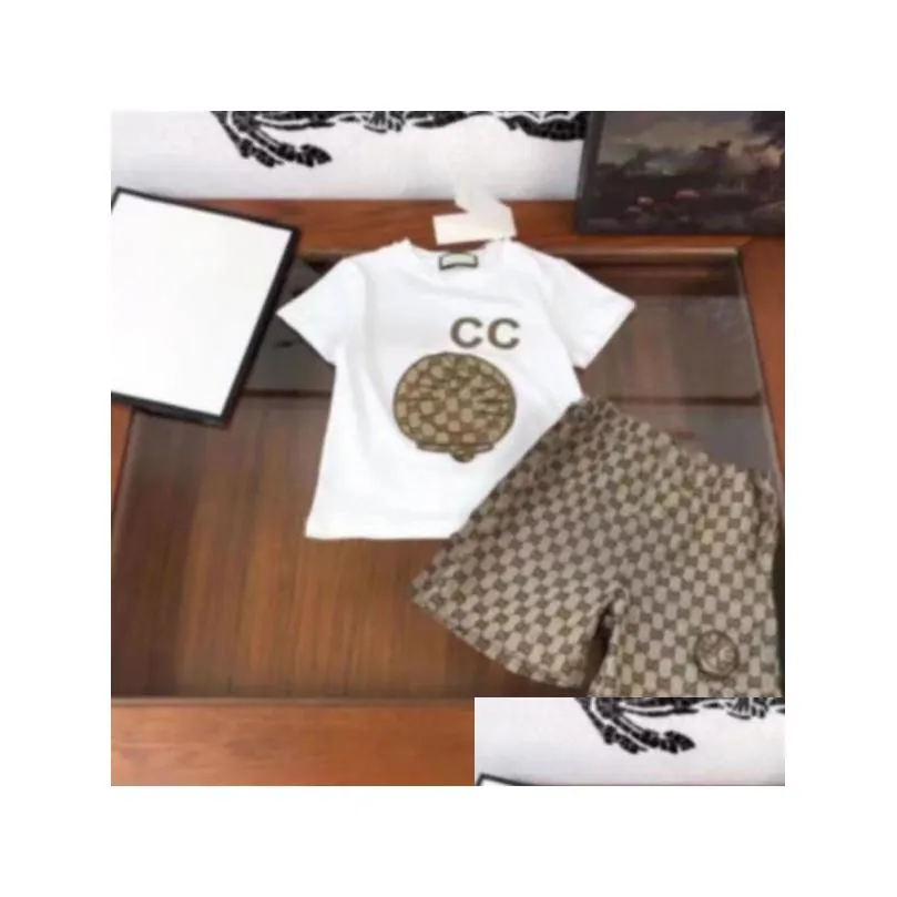 Fashion New Summer Clothing Sets Designer Brand Cotton Short Sleeves Clothes Suits Tops Pants Baby Toddler Boy Clothing Kids Children Girl