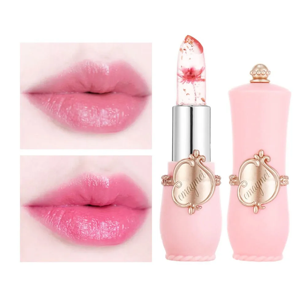 Flower Lipstick Long Lasting Temperature Color Changing Lip Balm Crystal Jelly Flower Lipsticks Gloss Transparent Moisturize Lips Makeup Cosmetic