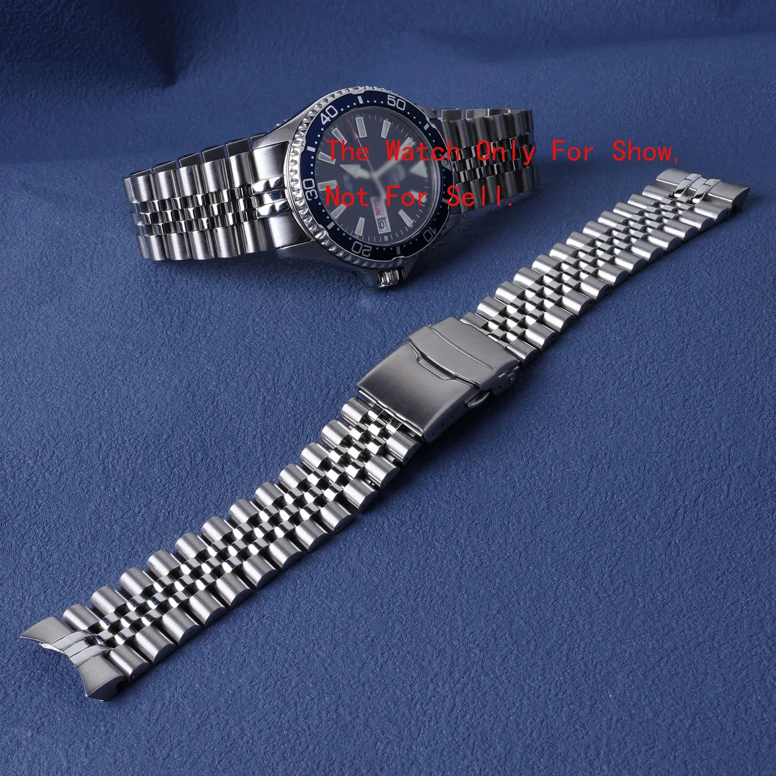 Titta på band lyxstil 316L rostfritt stål silver jubileum Watch Band Rem-armband Solid Curved End för 22mm RA-AA0002L 231020