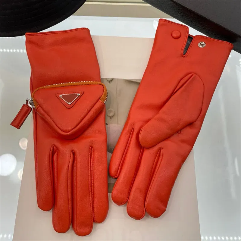 Designer Man Glove Winter Leather Warm Finger Gloves With Coin Bag Women Luxurys Designers Mittens Open-Palm Motorcykelhandskar P Sport Mitts Baseball G5