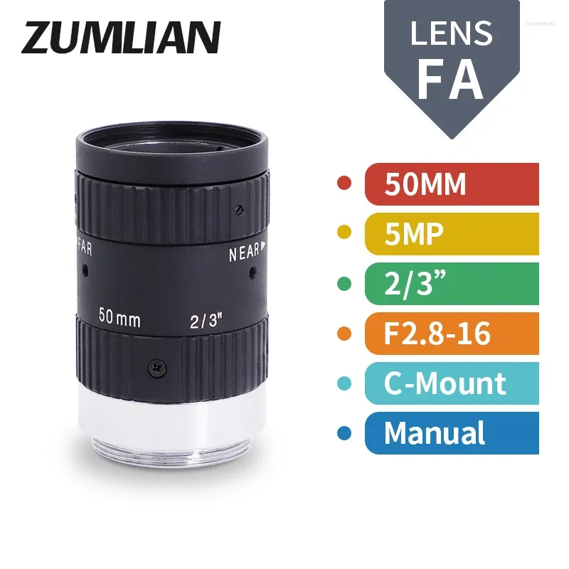 Lins 5.0MP C-MOUNT 50 mm Distorsion Manual Iris Machine Vision Lenses 2/3 "F2.8 Focus Zoom Camera FA