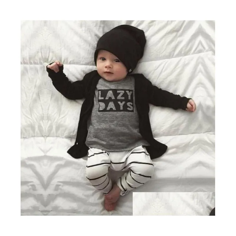 Clothing Sets Autumn Baby Clothes Boy Set Cotton Long-Sleeved T-Shirtadd Pants Write A Newborn Girls Clothing Drop Delivery Dhb4A