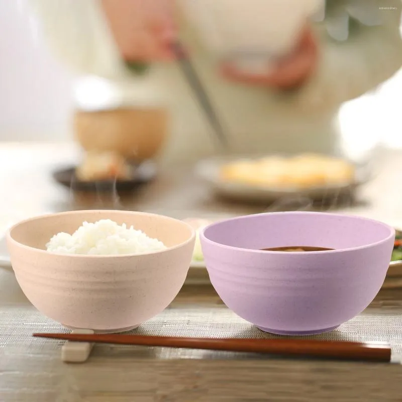 Servis uppsättningar 5 skålar obrottsbara spannmål vete lättvikt för ris nudel soppa kök sallad skålfartyg
