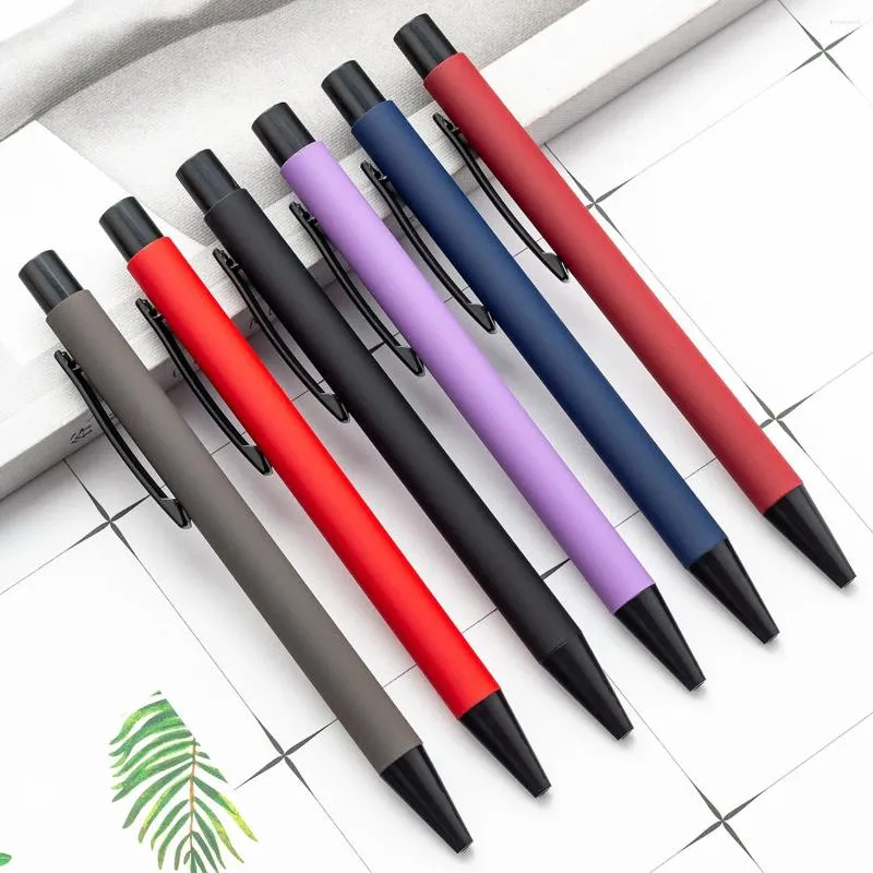 Soft Spray Paint Metal Ballpoint Pens For Writing Customized Personalized Logo Ball Point Pen Stationery Students Supplies