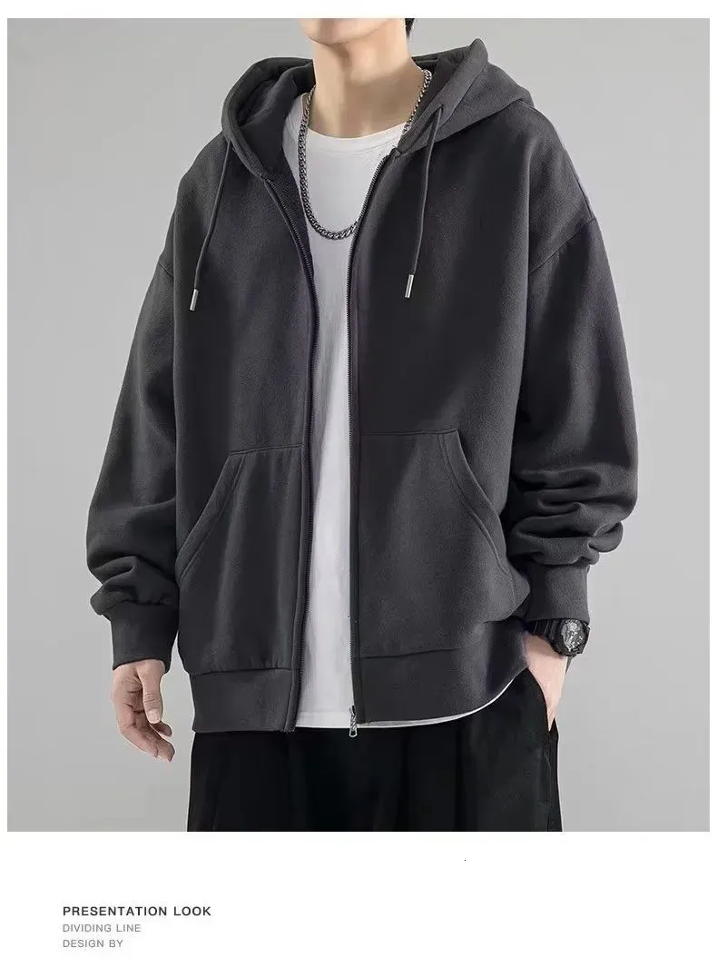 Sweat à Capuche Zippé Homme - Chaud, Décontracté, Avec Poche - Parfait Pour L'automne Et L'hiver